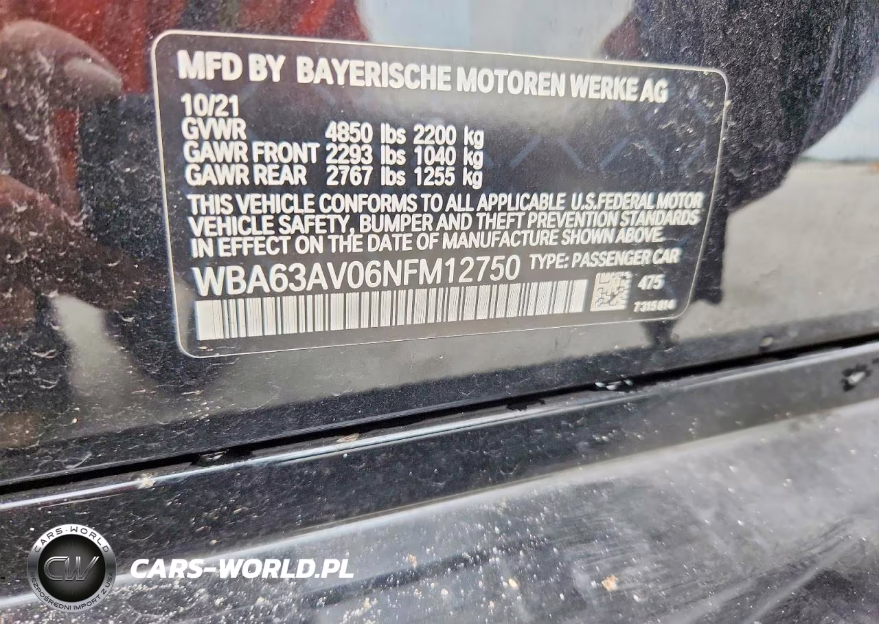2022 BMW 430I Gran Coupe VIN:WBA63AV06NFM12750 - 12