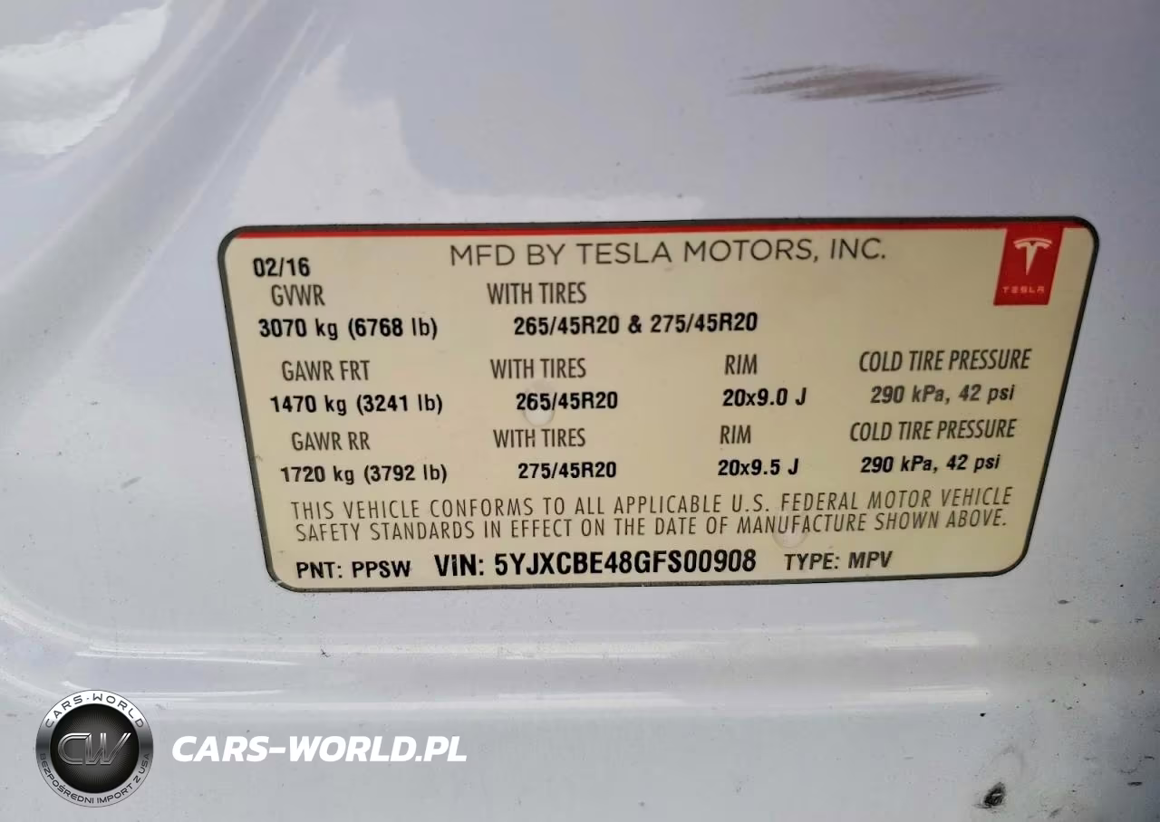 2016 Tesla Model X VIN:5YJXCBE48GFS00908 - 13