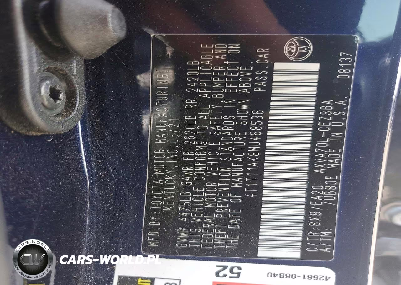 2021 Toyota Camry Se VIN:4T1T11AK8MU468536 - 12