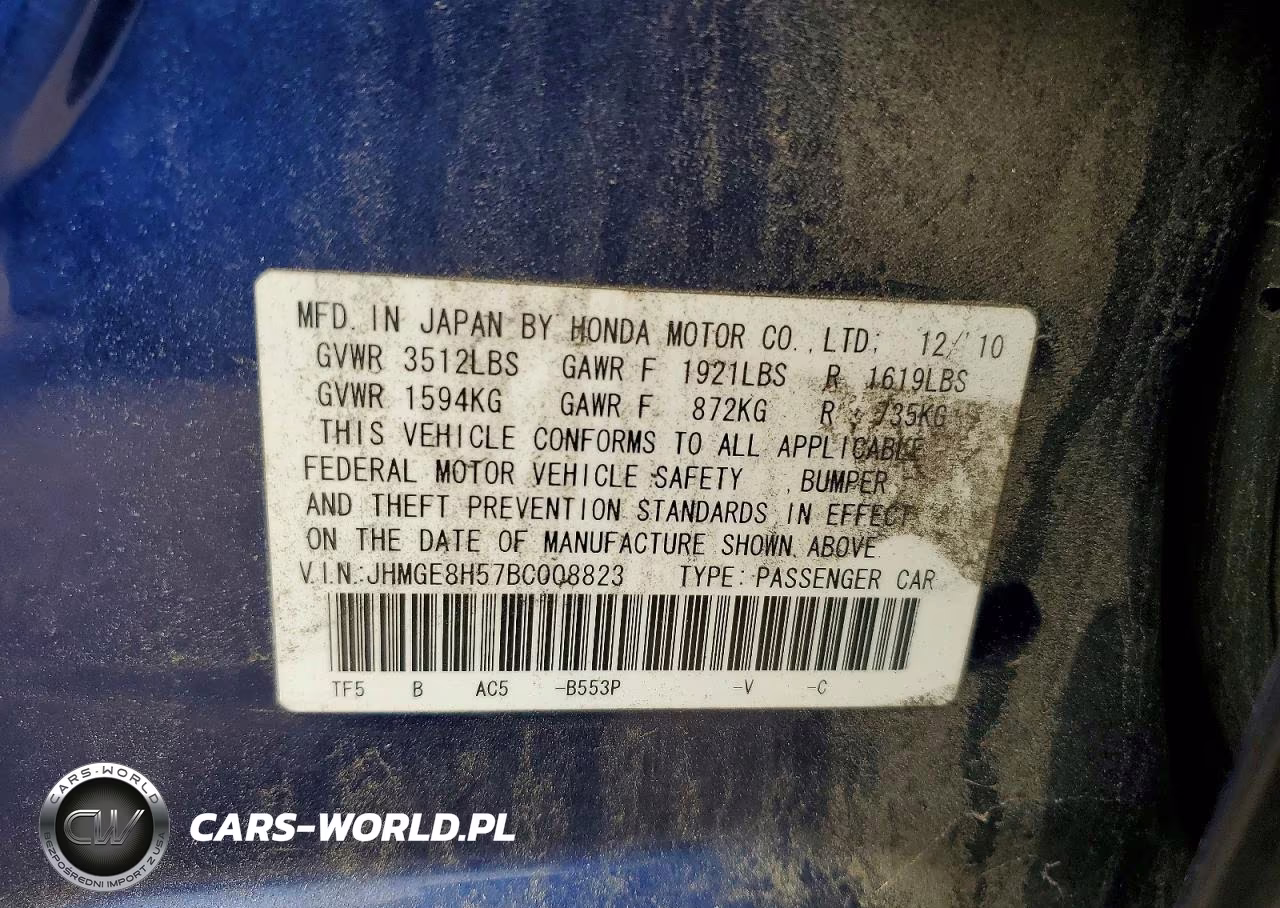 2011 Honda Fit Sport VIN:JHMGE8H57BC008823 - 12