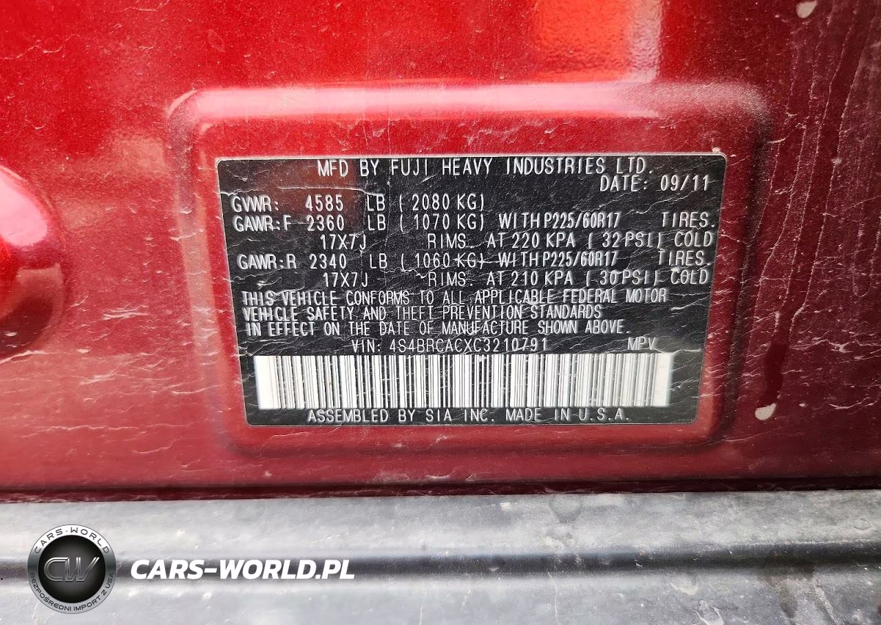 2012 Subaru Outback 2.5I VIN:4S4BRCACXC3210791 - 13