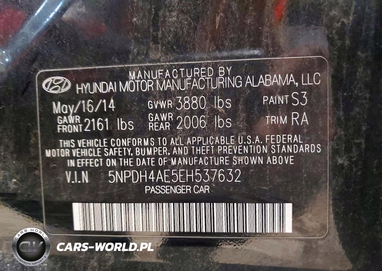 2014 Hyundai Elantra Se VIN:5NPDH4AE5EH537632 - 13