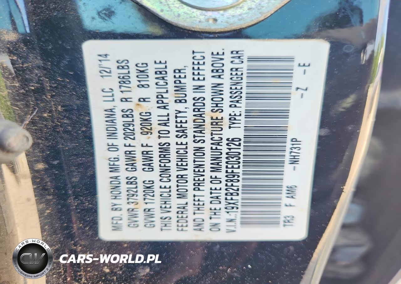 2015 Honda Civic Ex VIN:19XFB2F89FE030126 - 12