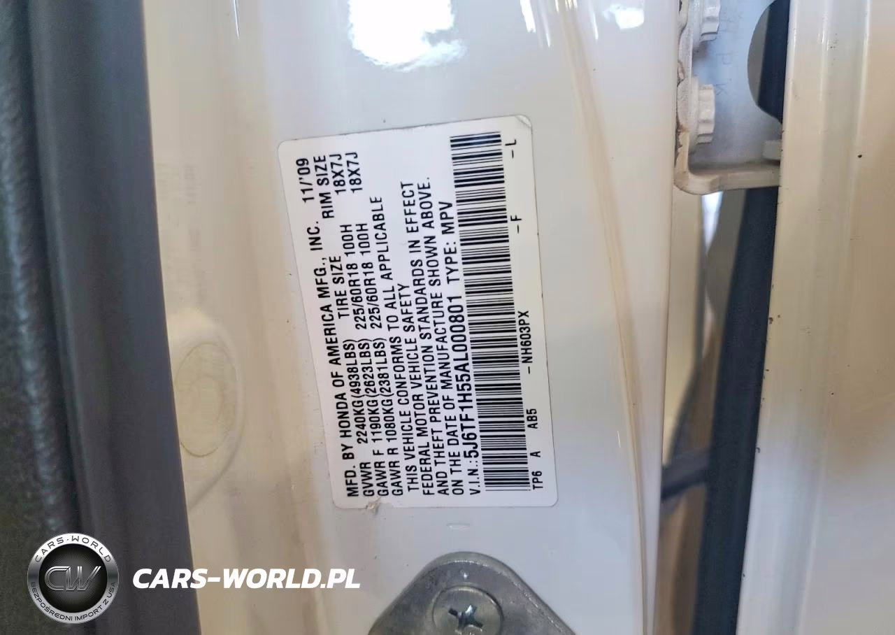 2010 Honda Accord Crosstour Exl VIN:5J6TF1H55AL000801 - 12