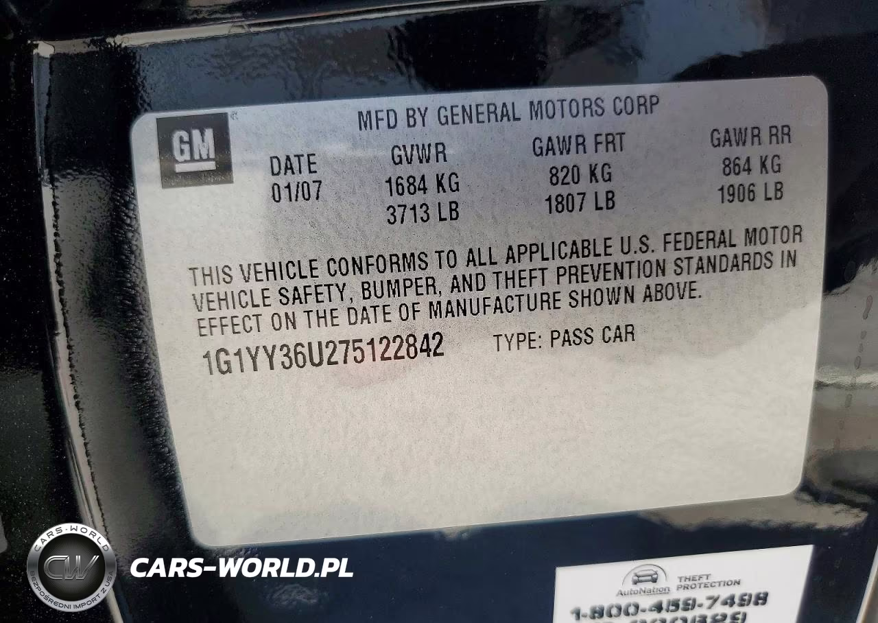 2007 Chevrolet Corvette VIN:1G1YY36U275122842 - 13