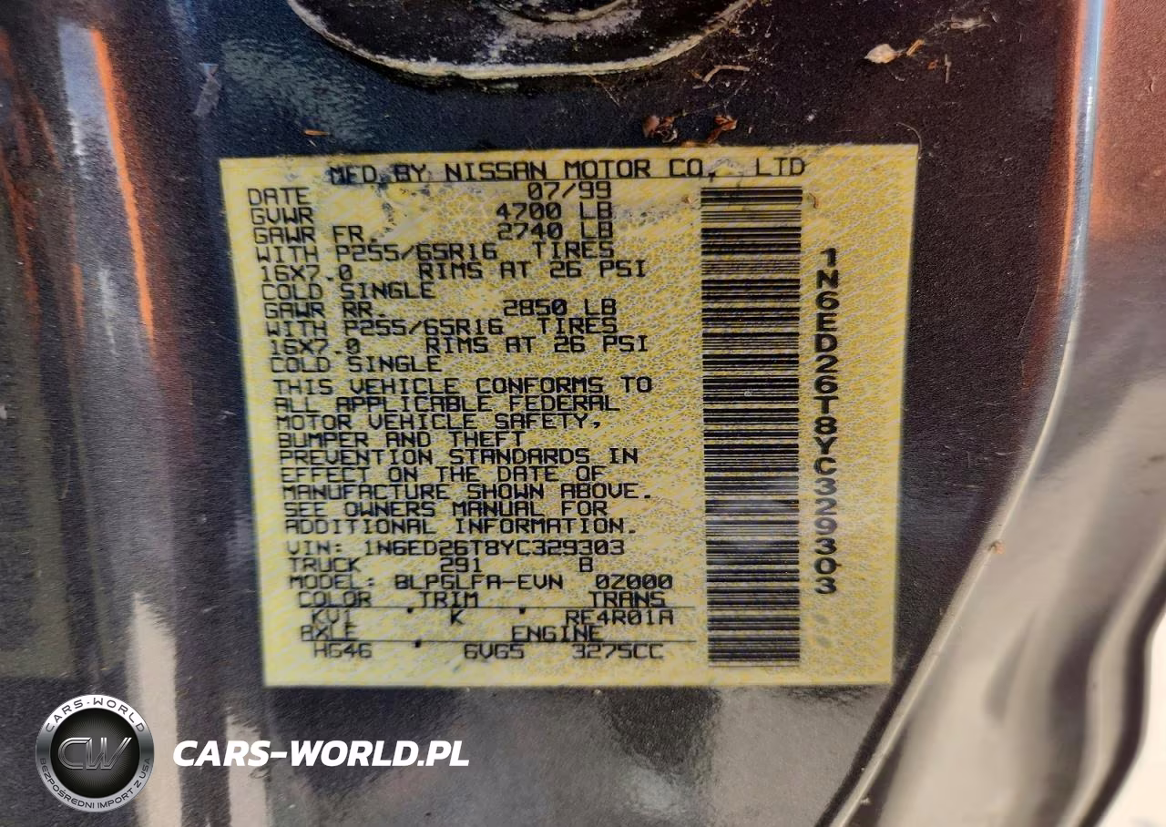 2000 Nissan Frontier Xe Desert Runner VIN:1N6ED26T8YC329303 - 12