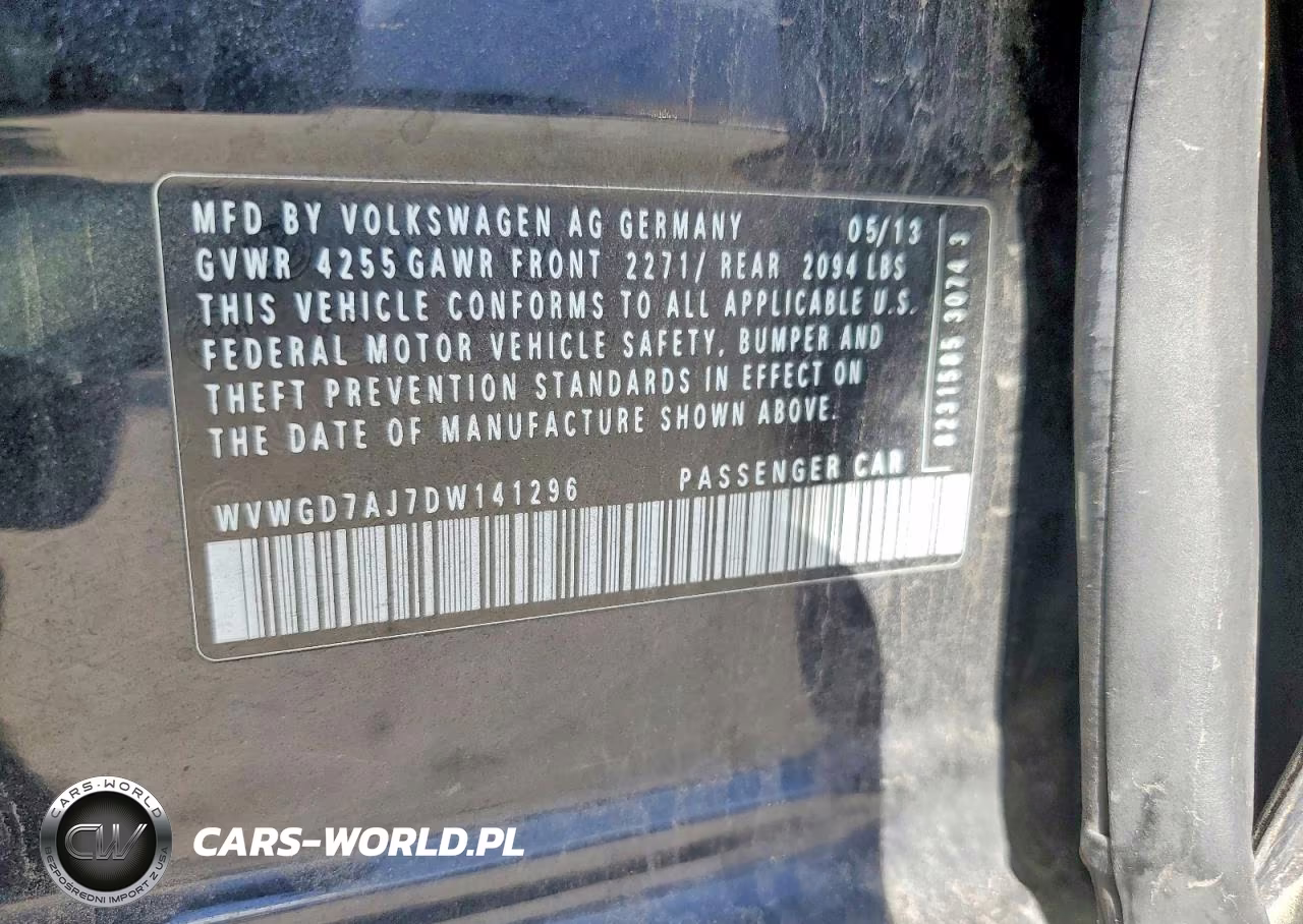 2013 Volkswagen Gti VIN:WVWGD7AJ7DW141296 - 12