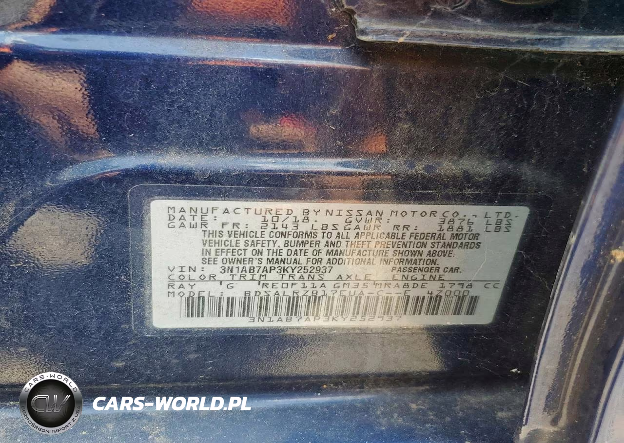 2019 Nissan Sentra Sr VIN:3N1AB7AP3KY252937 - 12
