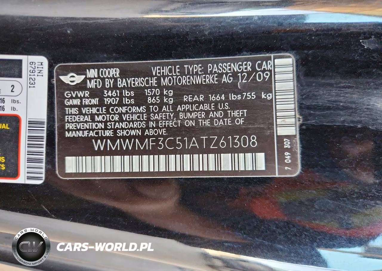 2010 Mini Cooper VIN:WMWMF3C51ATZ61308 - 12