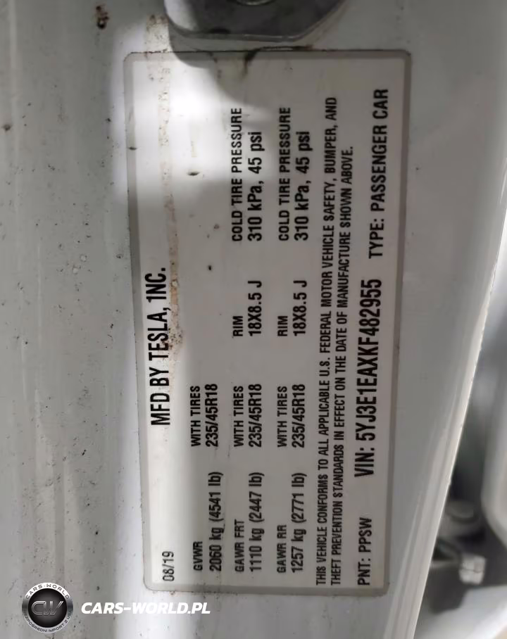 2019 Tesla Model 3 VIN:5YJ3E1EAXKF482955 - 12