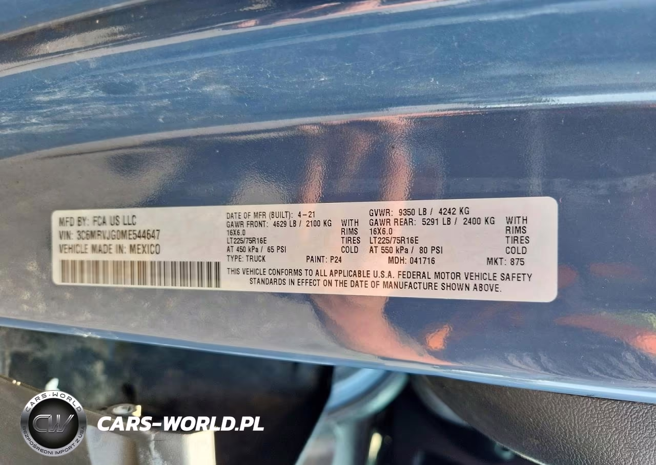 2021 Ram Promaster 3500 Delivery Van VIN:3C6MRVJG0ME544647 - 13