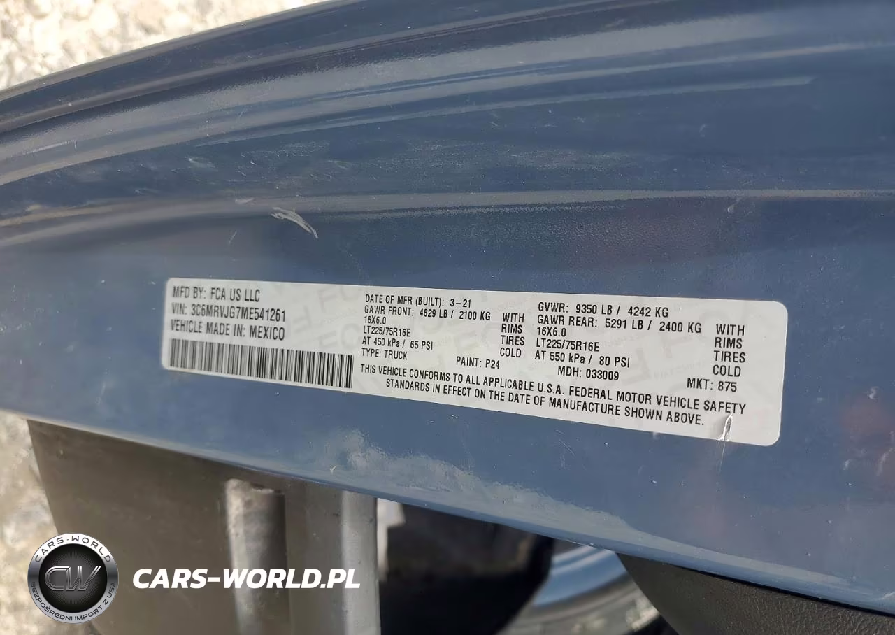 2021 Ram Promaster 3500 Delivery Van VIN:3C6MRVJG7ME541261 - 12