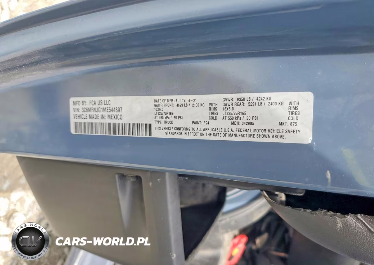 2021 Ram Promaster 3500 Delivery Van VIN:3C6MRVJG1ME544897 - 12