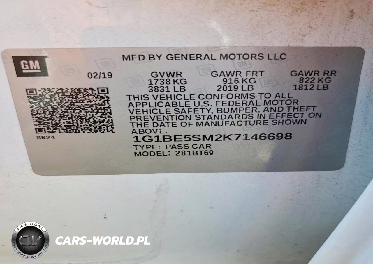 2019 Chevrolet Cruze Lt VIN:1G1BE5SM2K7146698 - 13