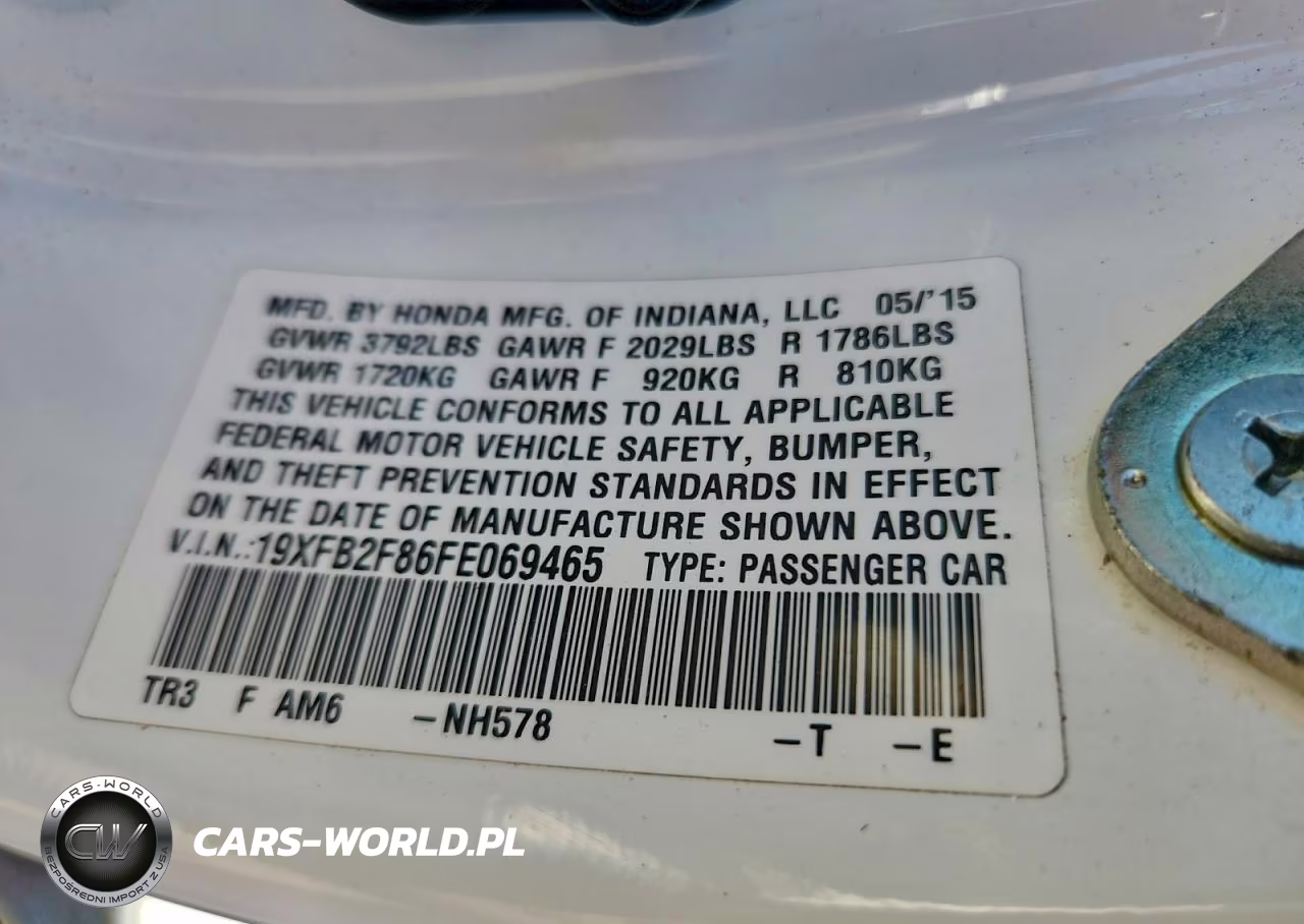2015 Honda Civic Ex VIN:19XFB2F86FE069465 - 12