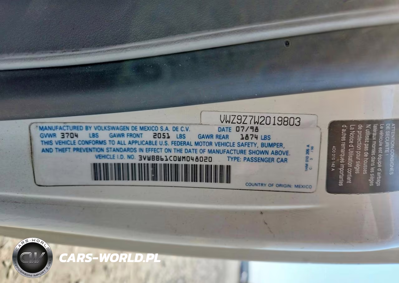1998 Volkswagen New Beetle VIN:3VWBB61C0WM048020 - 12