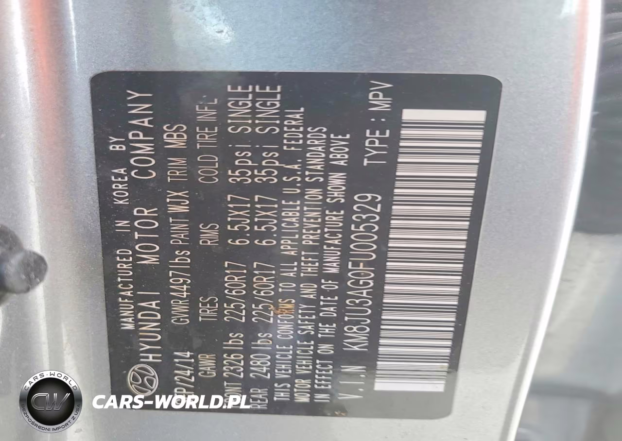2015 Hyundai Tucson Se VIN:KM8JU3AG0FU005329 - 13
