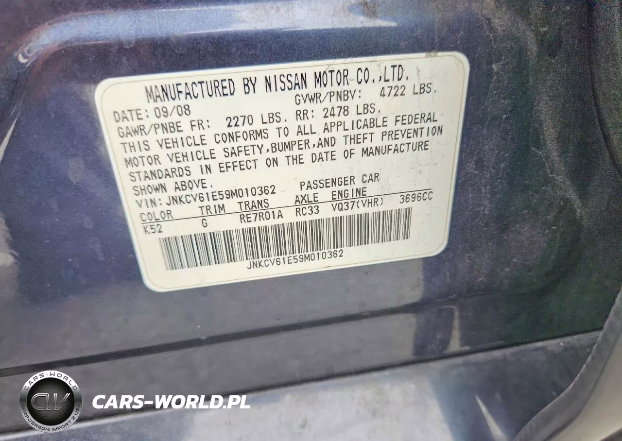 2009 Infiniti G37 Sedan Base VIN:JNKCV61E59M010362 - 12