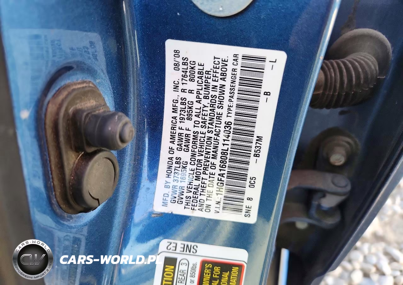 2008 Honda Civic Ex VIN:1HGFA16808L114036 - 13