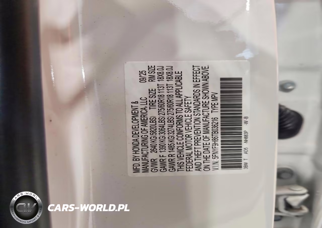 2026 Honda Passport Trailsport Elite VIN:5FNYF9H86TB036216 - 13