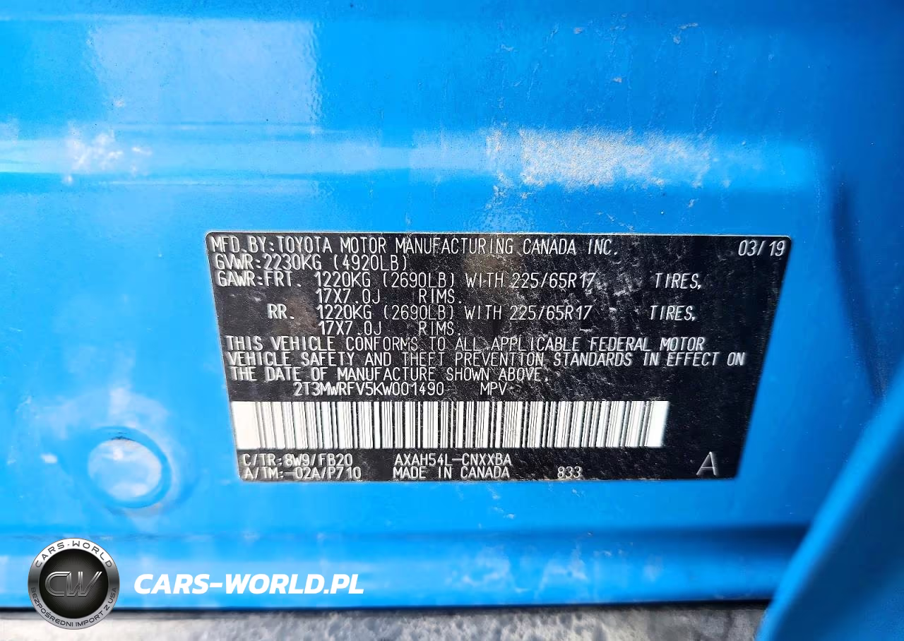 2019 Toyota Rav4 Le VIN:2T3MWRFV5KW001490 - 12