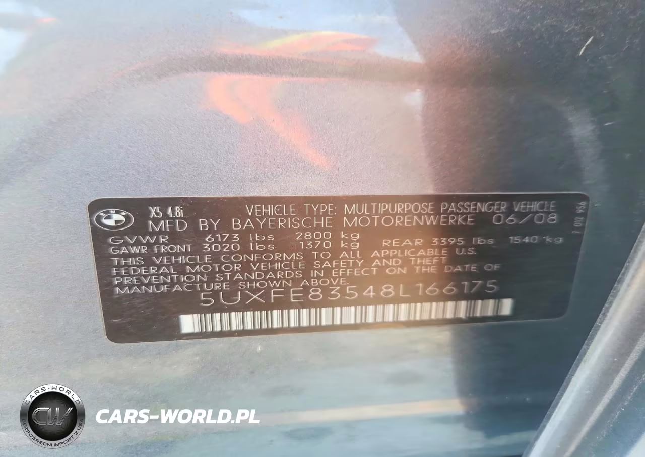 2008 BMW X5 4.8I VIN:5UXFE83548L166175 - 13
