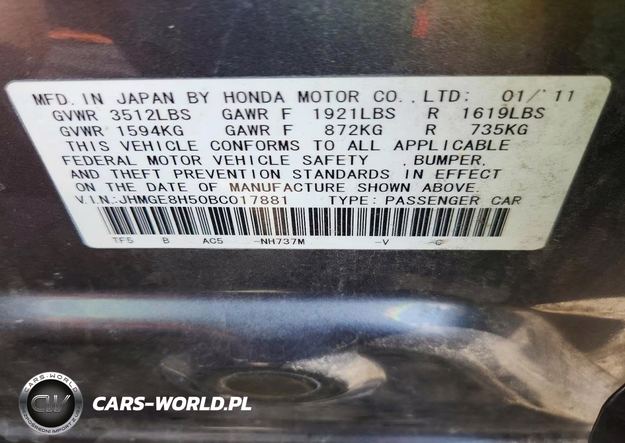 2011 Honda Fit Sport VIN:JHMGE8H50BC017881 - 12