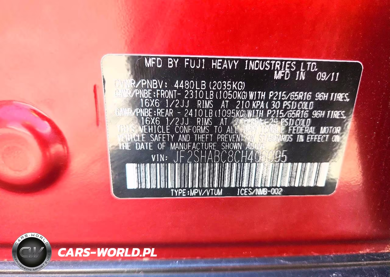 2012 Subaru Forester VIN:JF2SHABC8CH406095 - 12