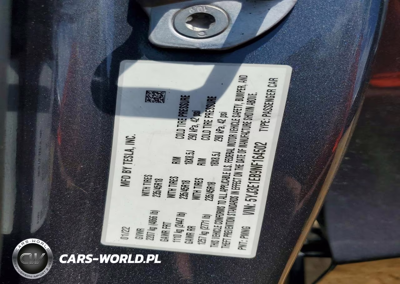 2022 Tesla Model 3 VIN:5YJ3E1EB9NF164502 - 12
