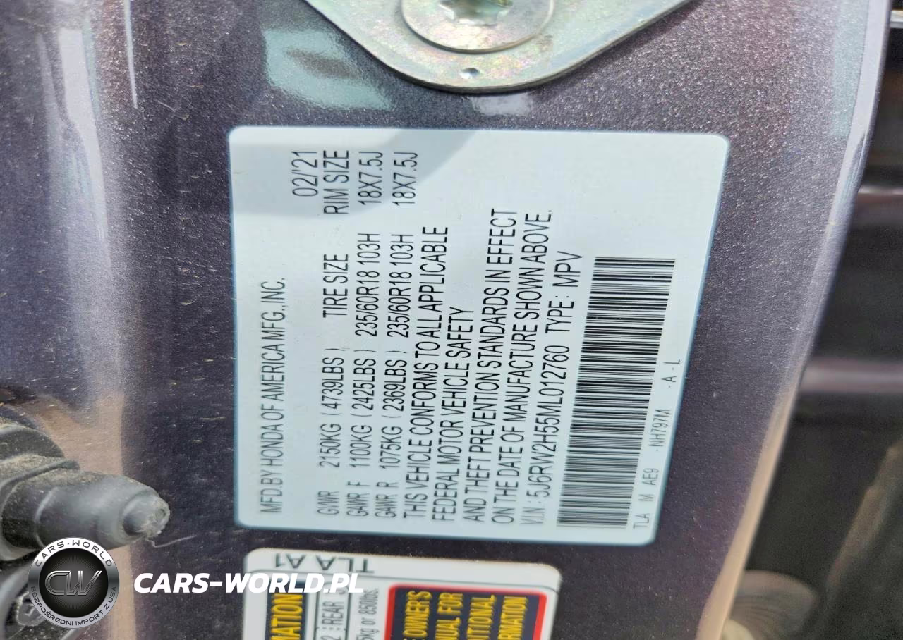 2021 Honda Cr-V Ex VIN:5J6RW2H55ML012760 - 12