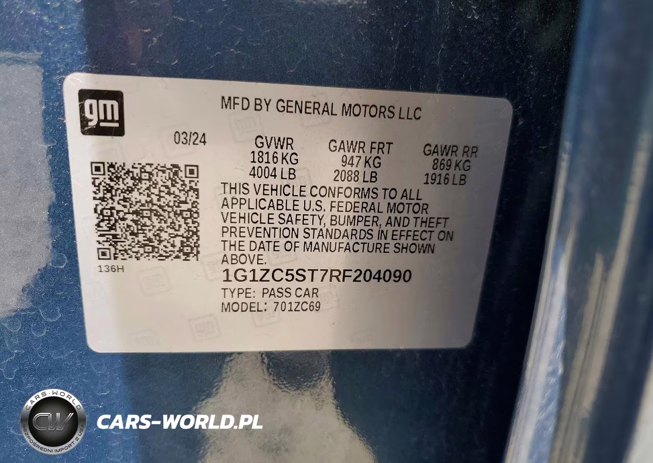 2024 Chevrolet Malibu Ls VIN:1G1ZC5ST7RF204090 - 12