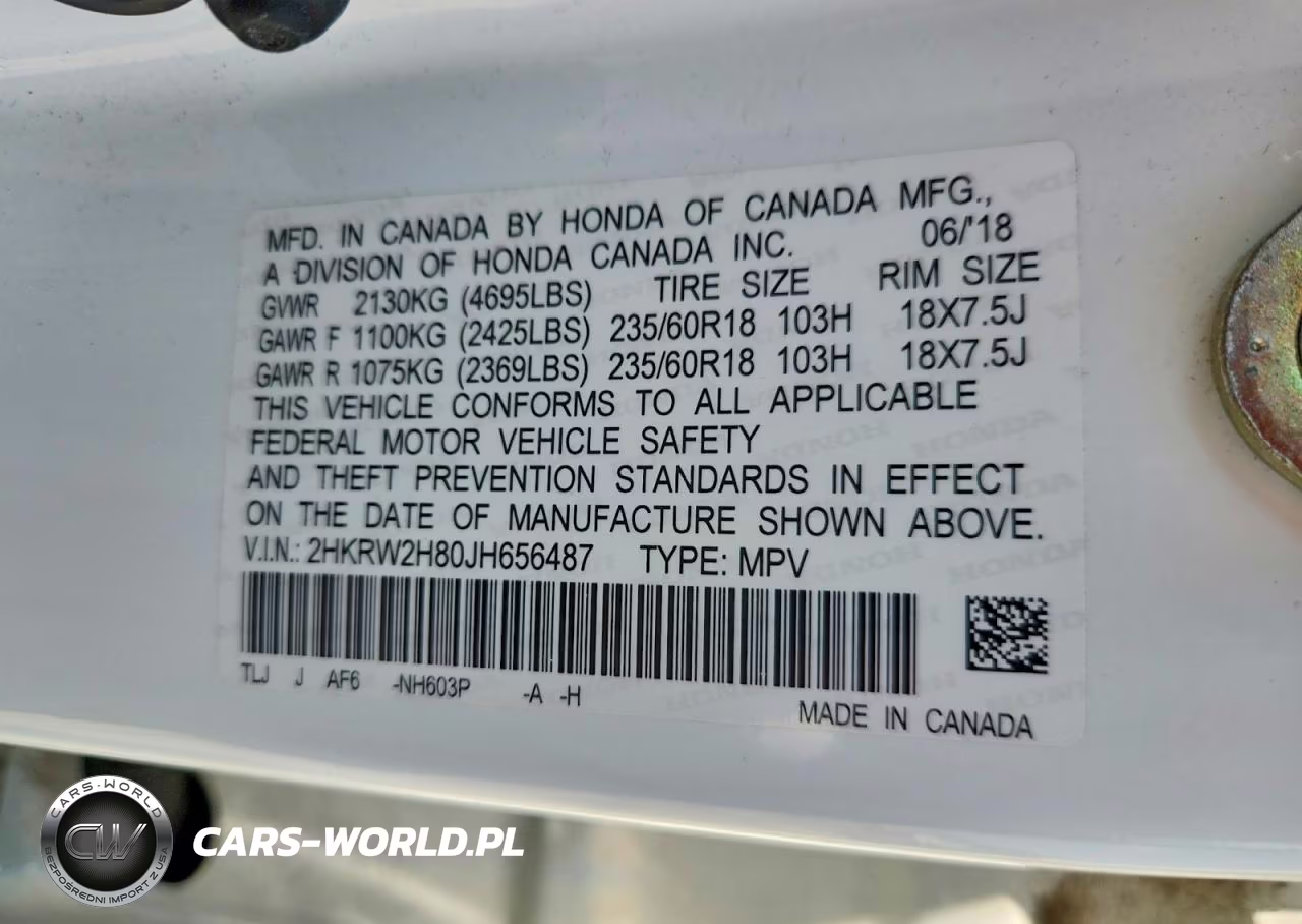 2018 Honda Cr-V Exl VIN:2HKRW2H80JH656487 - 13