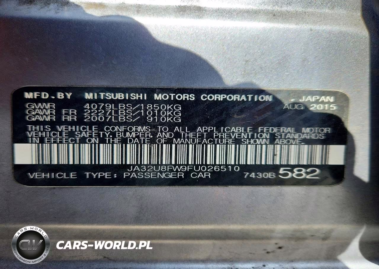 2015 Mitsubishi Lancer Gt VIN:JA32U8FW9FU026510 - 12