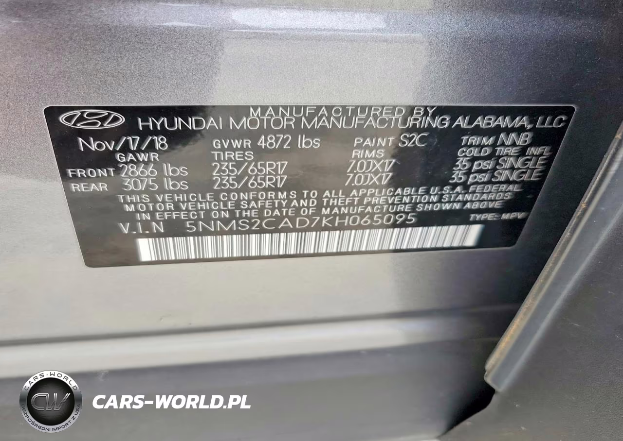 2019 Hyundai Santa Fe Se VIN:5NMS2CAD7KH065095 - 13