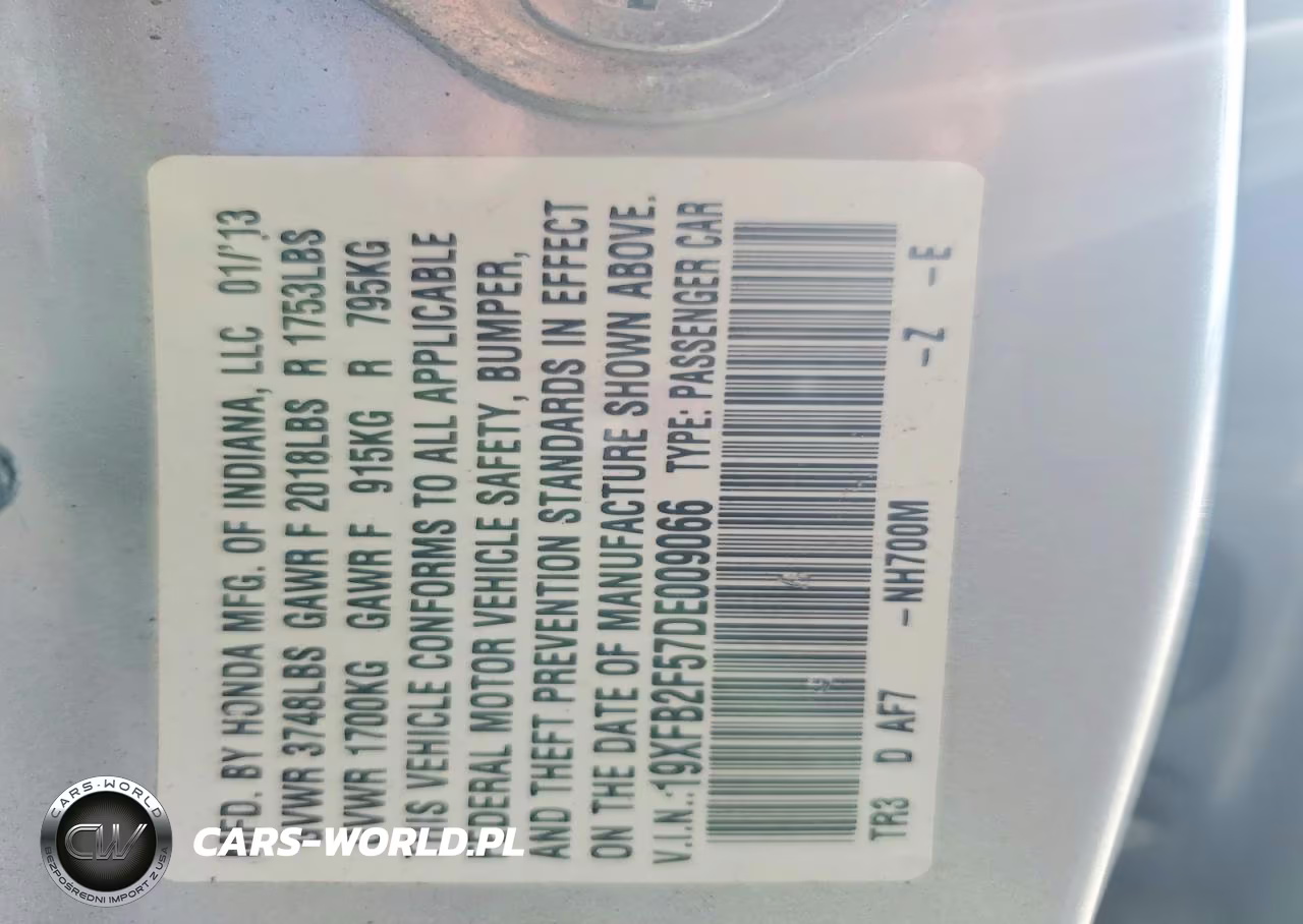 2013 Honda Civic Lx VIN:19XFB2F57DE009066 - 12