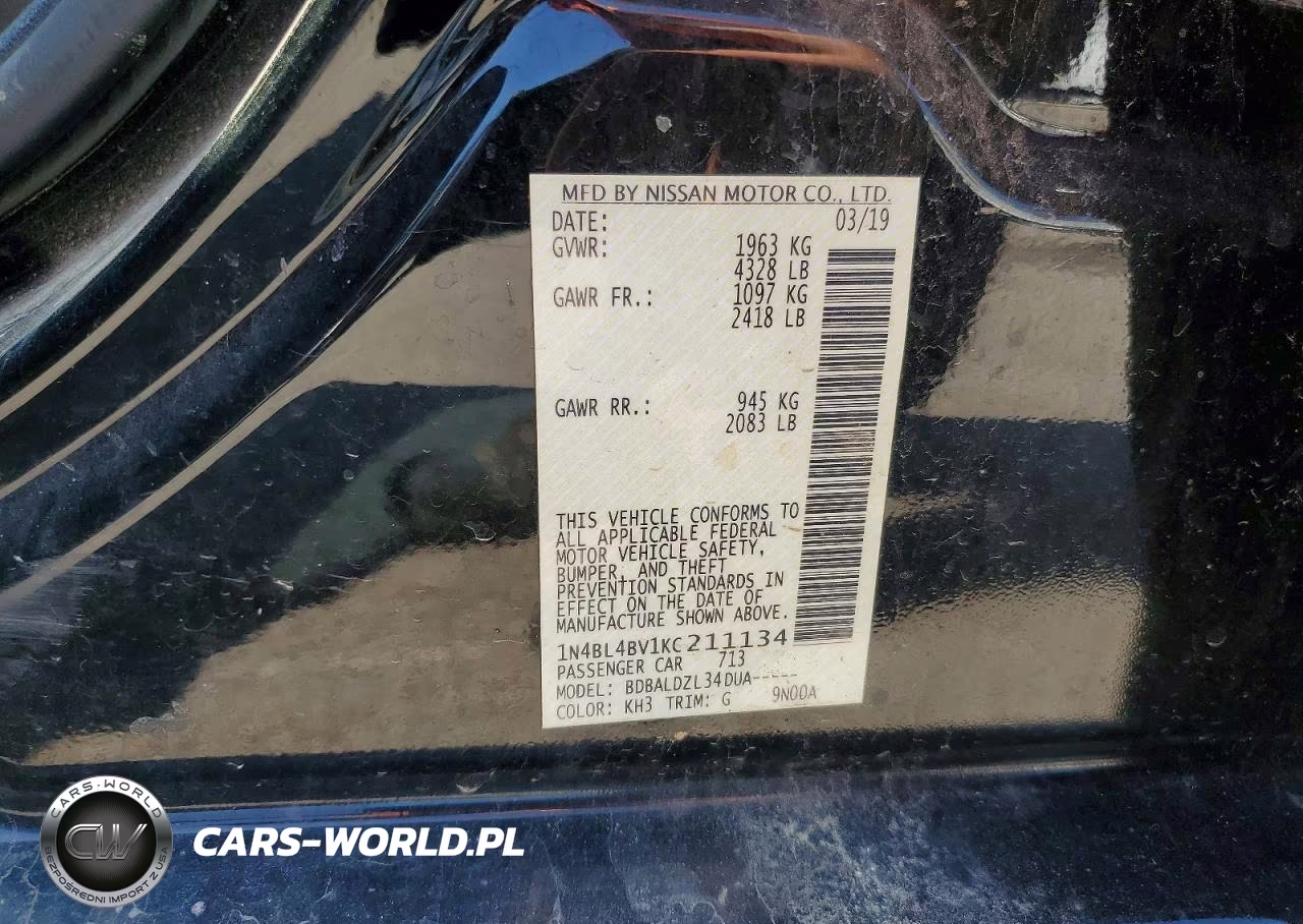 2019 Nissan Altima S VIN:1N4BL4BV1KC211134 - 12
