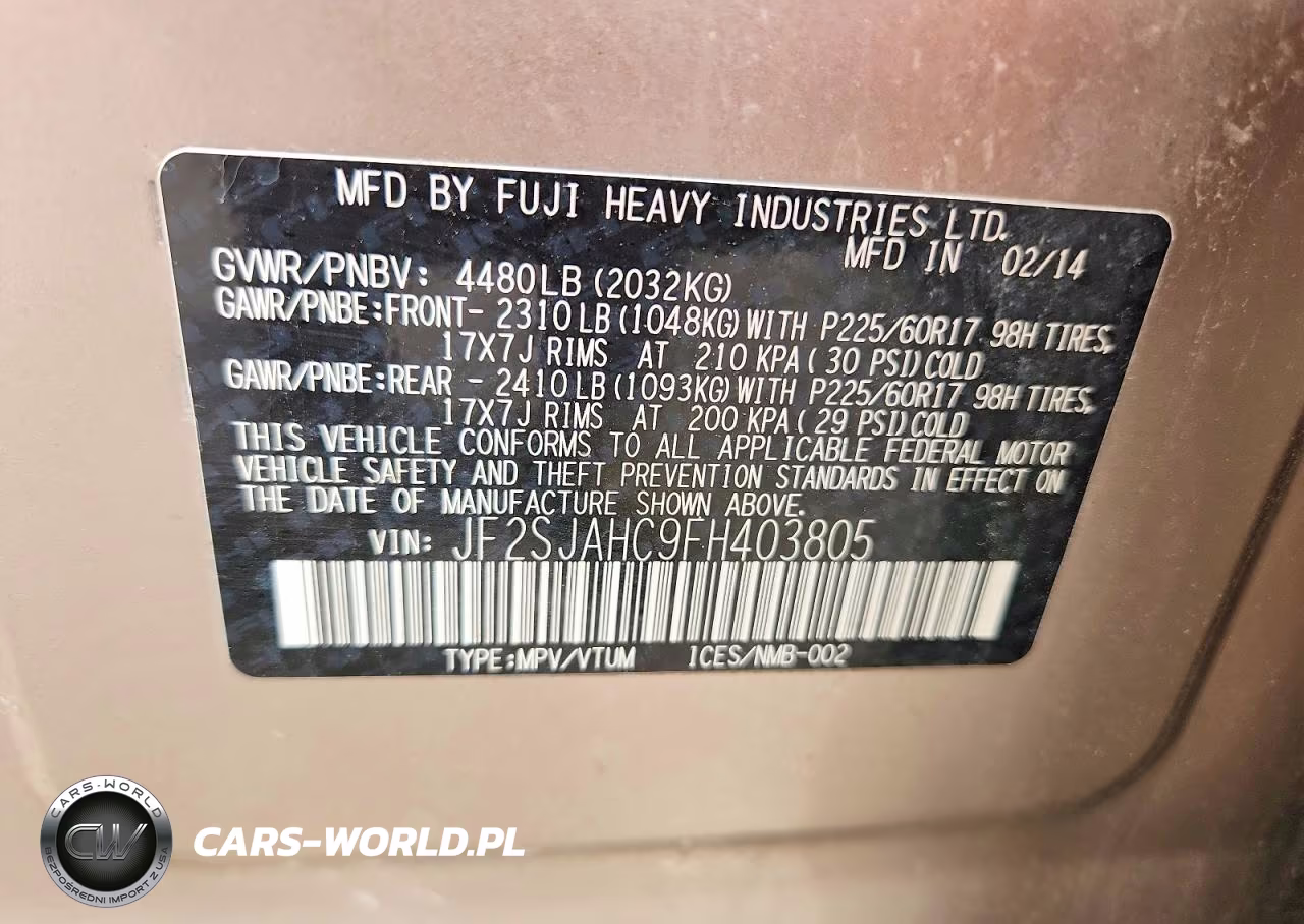 2015 Subaru Forester 2.5I Limited VIN:JF2SJAHC9FH403805 - 13