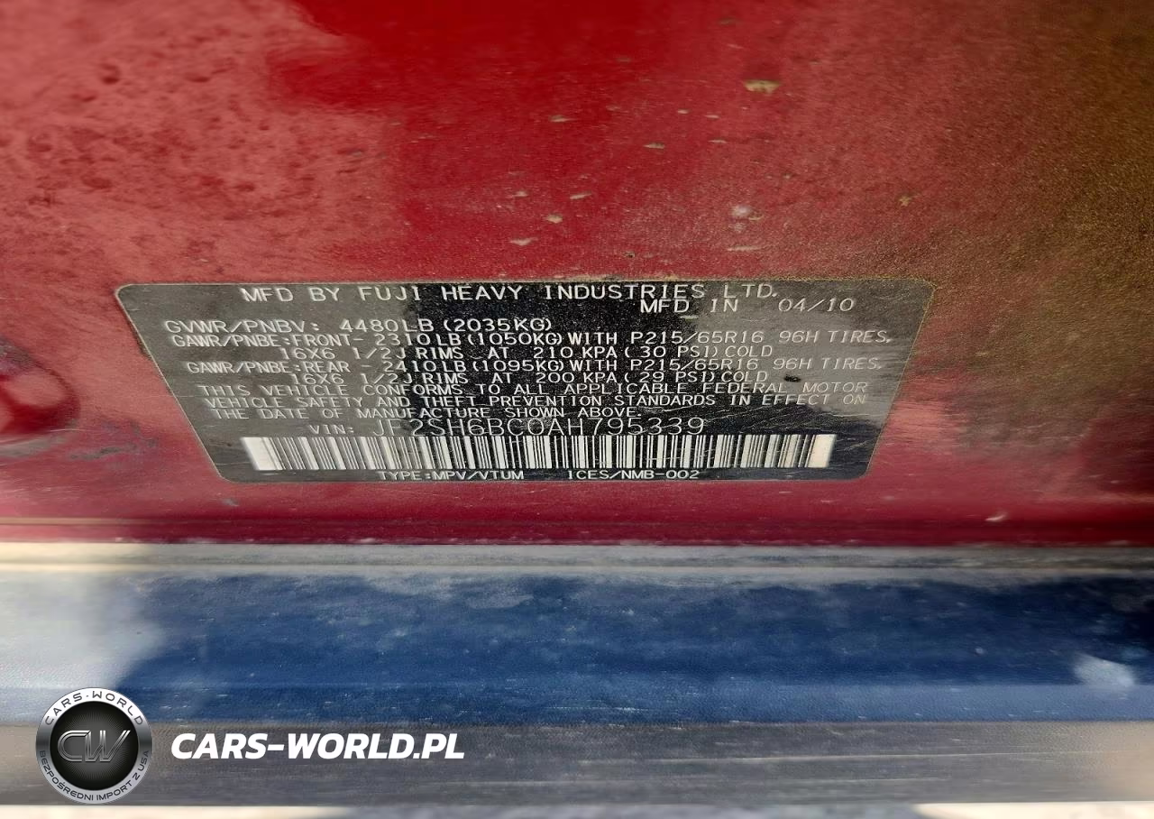 2010 Subaru Forester Xs VIN:JF2SH6BC0AH795339 - 13
