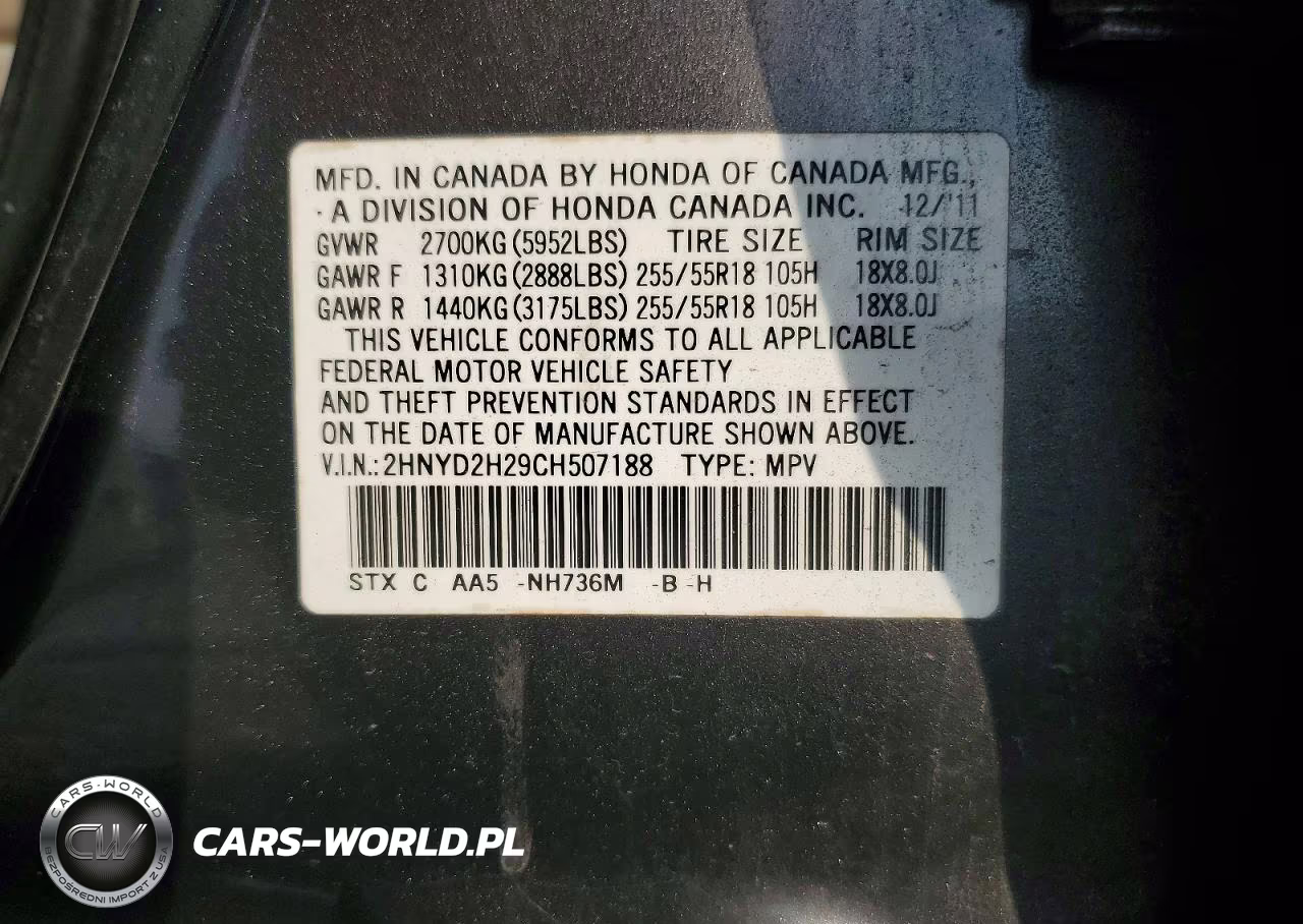 2012 Acura Mdx VIN:2HNYD2H29CH507188 - 13