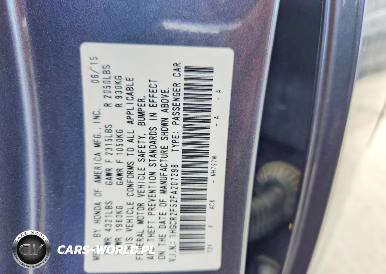 2015 Honda Accord Sport VIN:1HGCR2F52FA207298 - 12