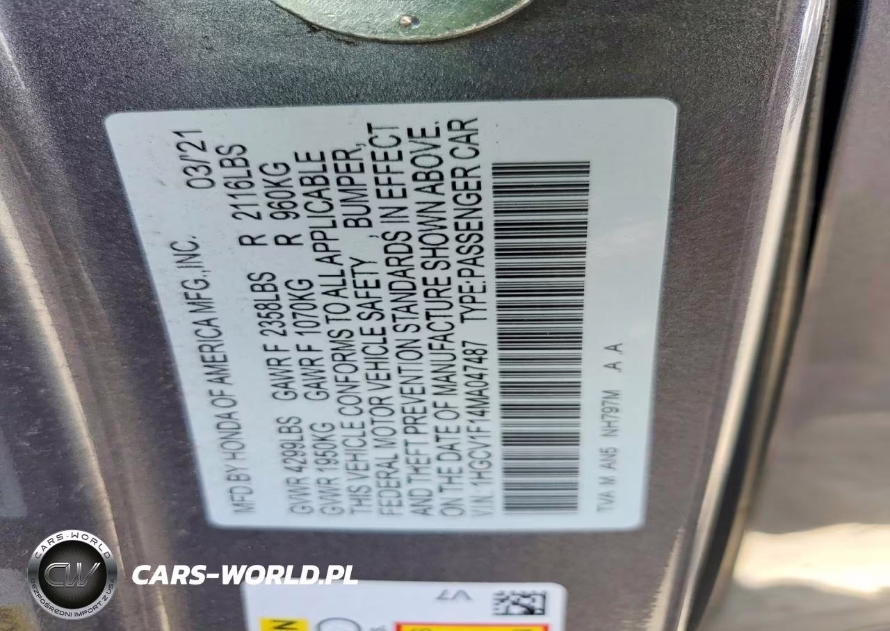 2021 Honda Accord Lx VIN:1HGCV1F14MA047487 - 13