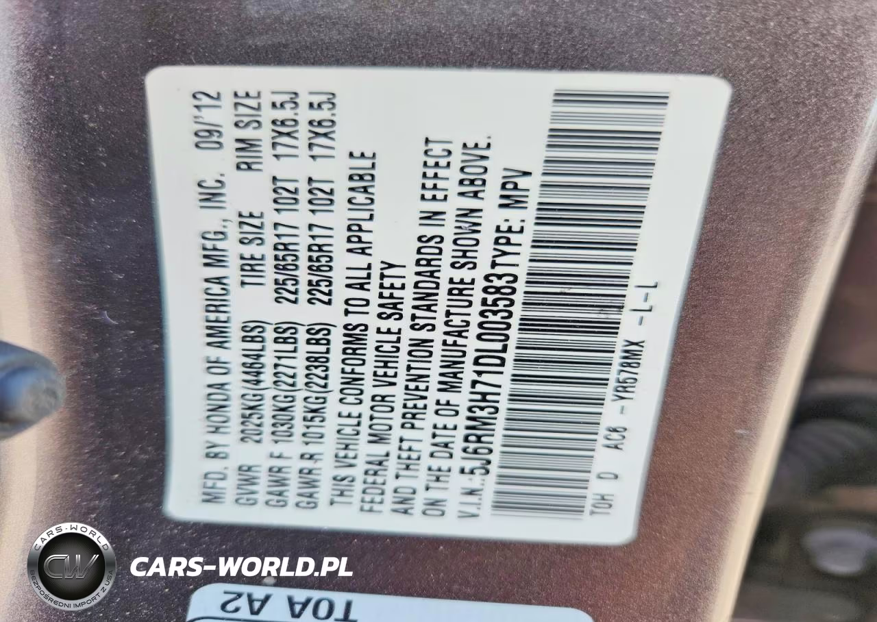 2013 Honda Cr-V Exl VIN:5J6RM3H71DL003583 - 13