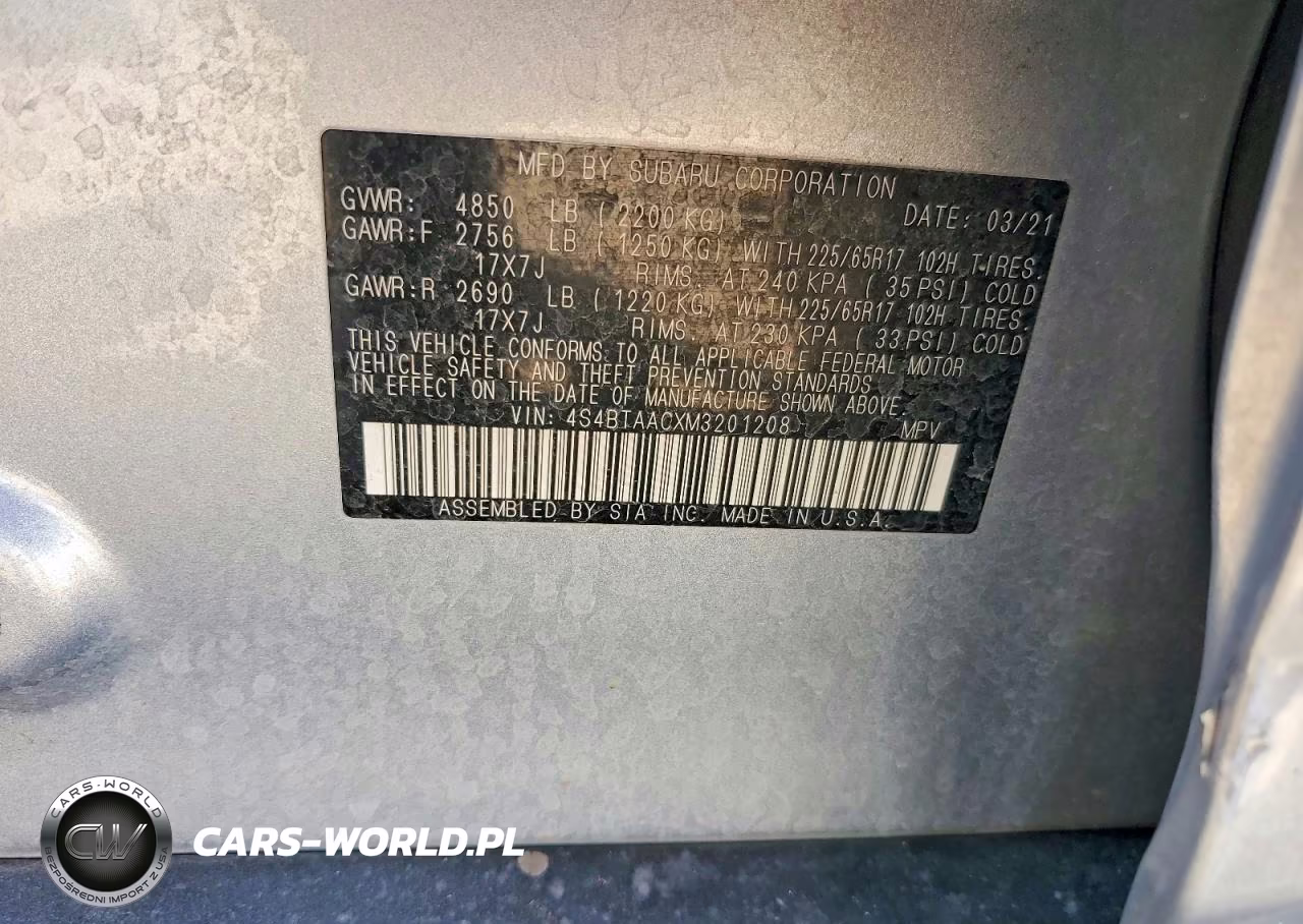 2021 Subaru Outback VIN:4S4BTAACXM3201208 - 12