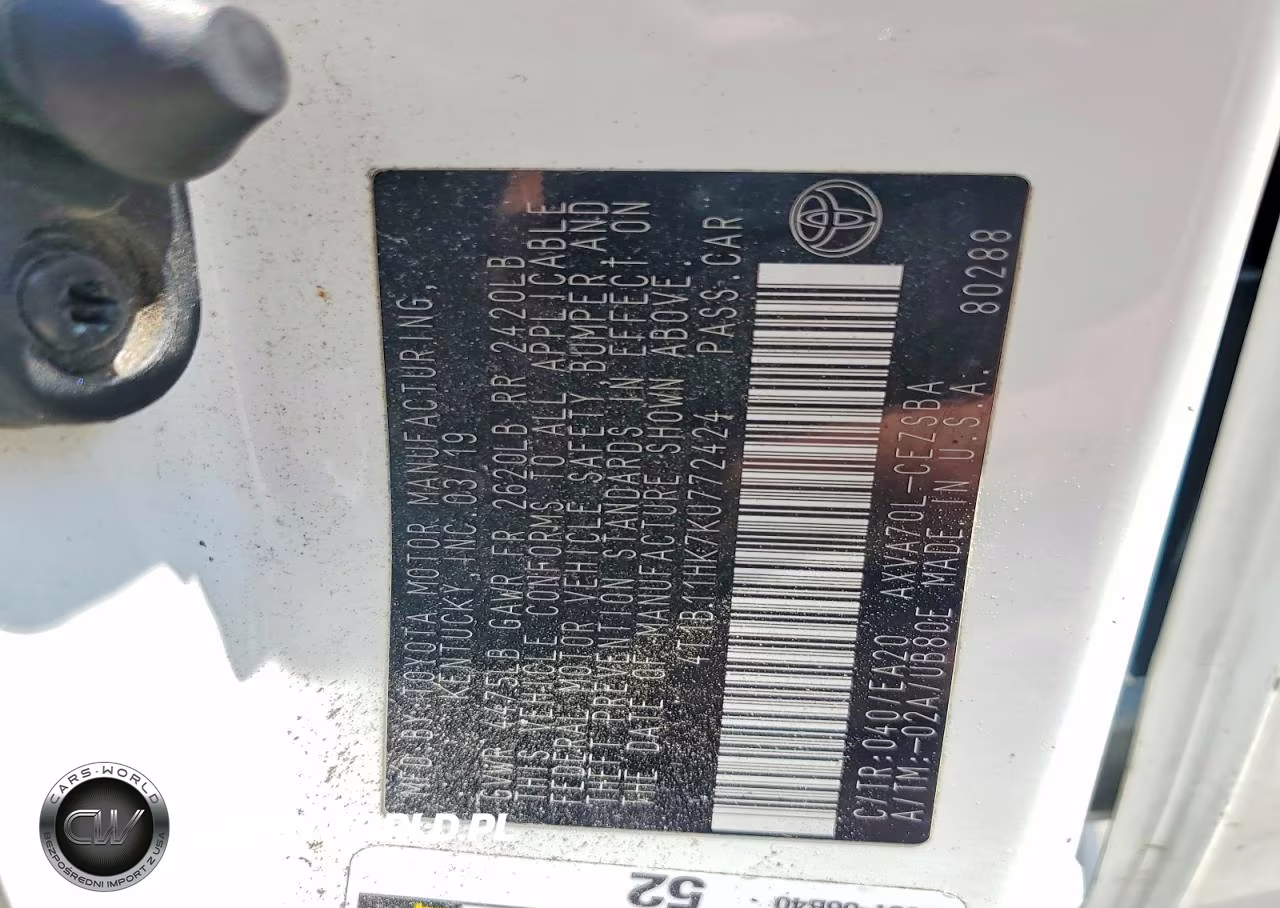 2019 Toyota Camry Se VIN:4T1B11HK7KU772424 - 12