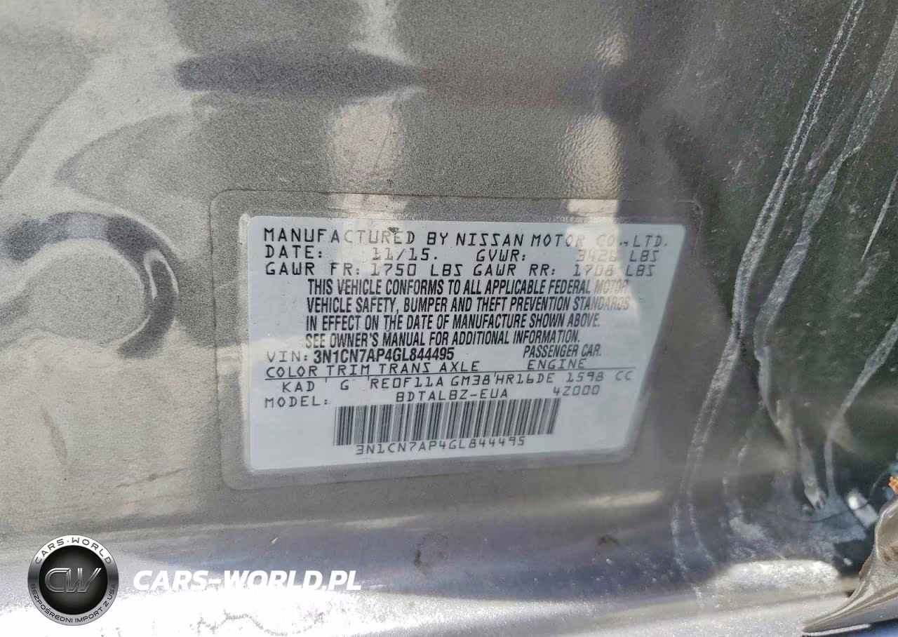 2016 Nissan Versa 1.6 Sv VIN:3N1CN7AP4GL844495 - 13