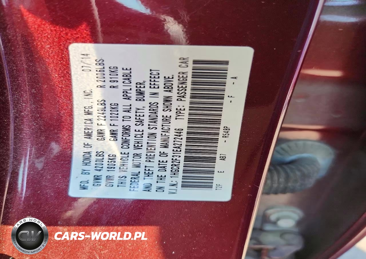 2014 Honda Accord Lx VIN:1HGCR2F31EA272446 - 12