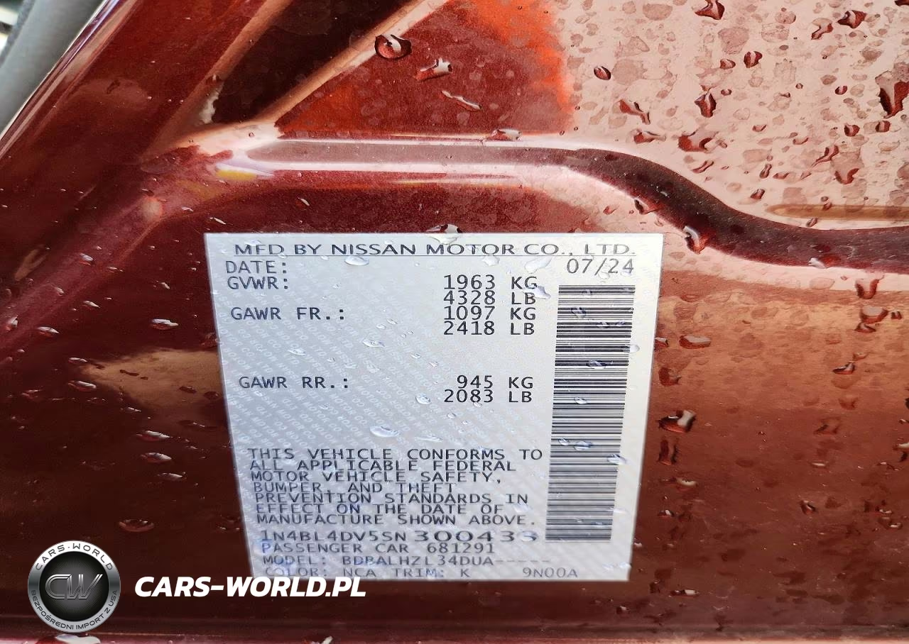 2025 Nissan Altima Sv VIN:1N4BL4DV5SN300433 - 13