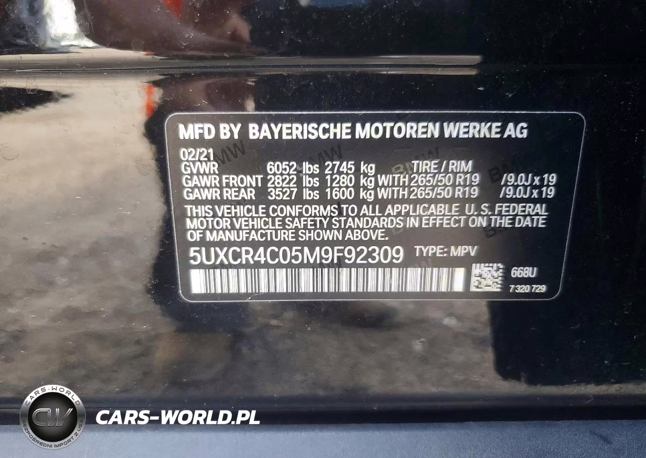 2021 BMW X5 Sdrive 40I VIN:5UXCR4C05M9F92309 - 12