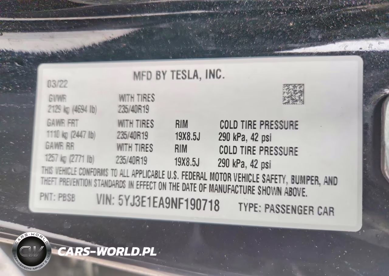 2022 Tesla Model 3 VIN:5YJ3E1EA9NF190718 - 12
