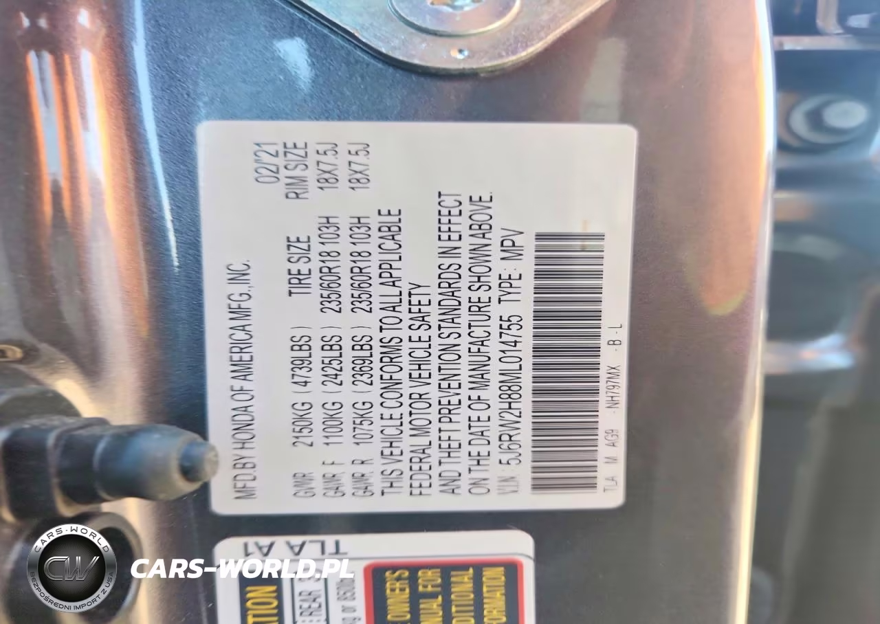 2021 Honda Cr-V Exl VIN:5J6RW2H88ML014755 - 12